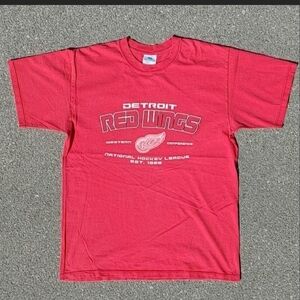 Vtg Detroit Red Wings Bulletin Shirt Large Red Hockey NHL Made in Canada Y2K